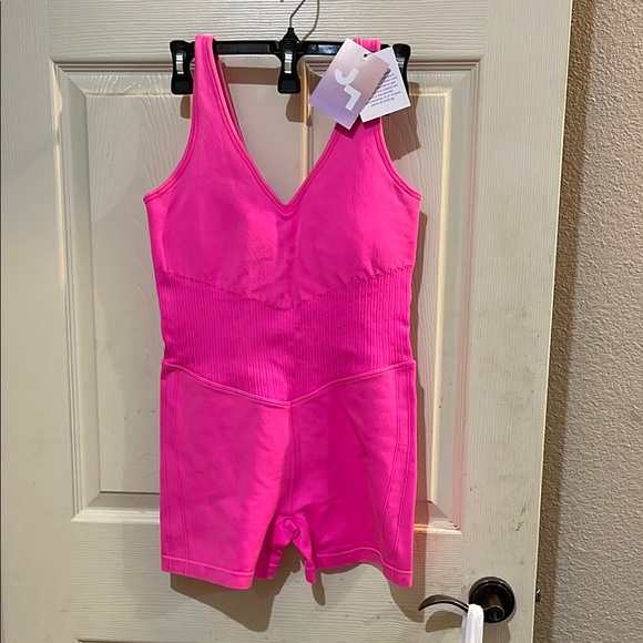 JoyLab Pants - New w tags Bright Pink Sleeveless V-Neck Romper with compression Size L